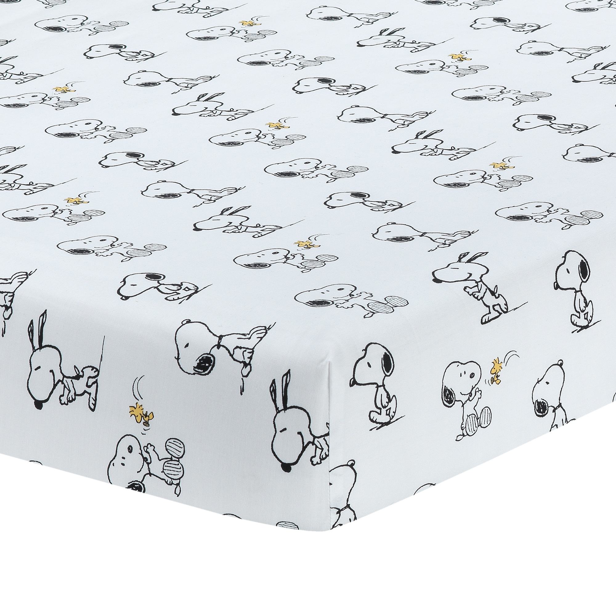 Lambs Ivy Classic Snoopy 100 Cotton White Black Fitted Baby Crib Sheet